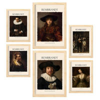 POSTER Set Mit 6 Rembrandt Malergalerie A3 & A4 Rahmen Aus Hellem Holz - Beige, Papier (29/3cm) - Nacnic
