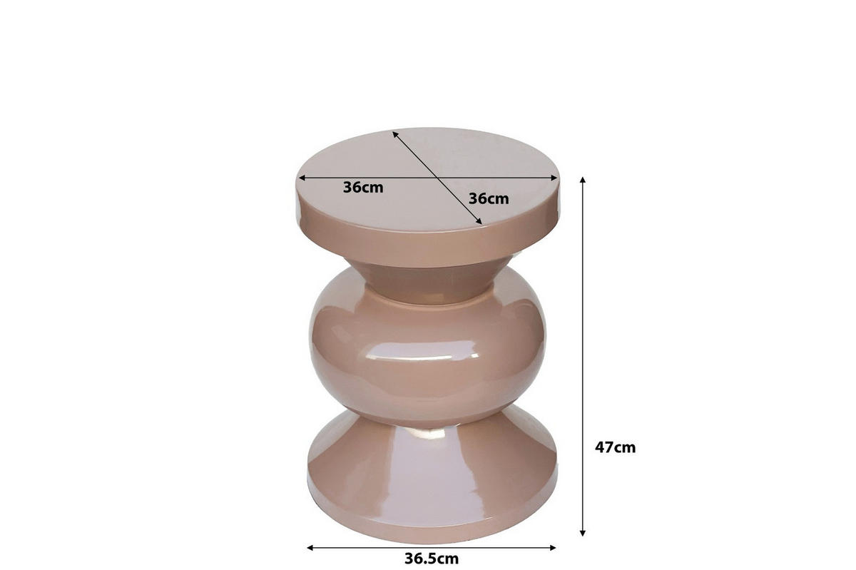BEISTELLTISCH Ole - Rosa - 47/36/36 cm - Pink, Metall (36/36/47cm) - Livingfurn