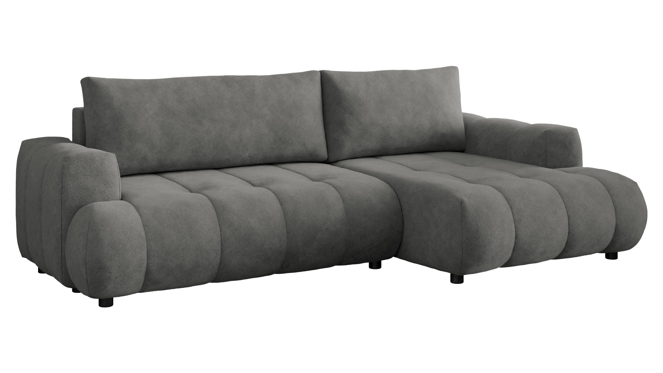 ECKSOFA Haiti, Seite: Rechts 2R+LC - Schwarz/Grau, Holz/Textil (276/156cm) - MIRJAN24