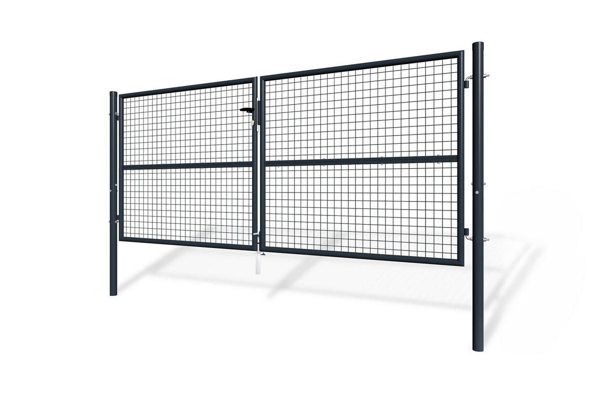 ZAUNTOR Olga Grau 3m H.130cm + TÜRCHEN 1m H.130cm - Grau, Metall (306/131cm) - Casanoov