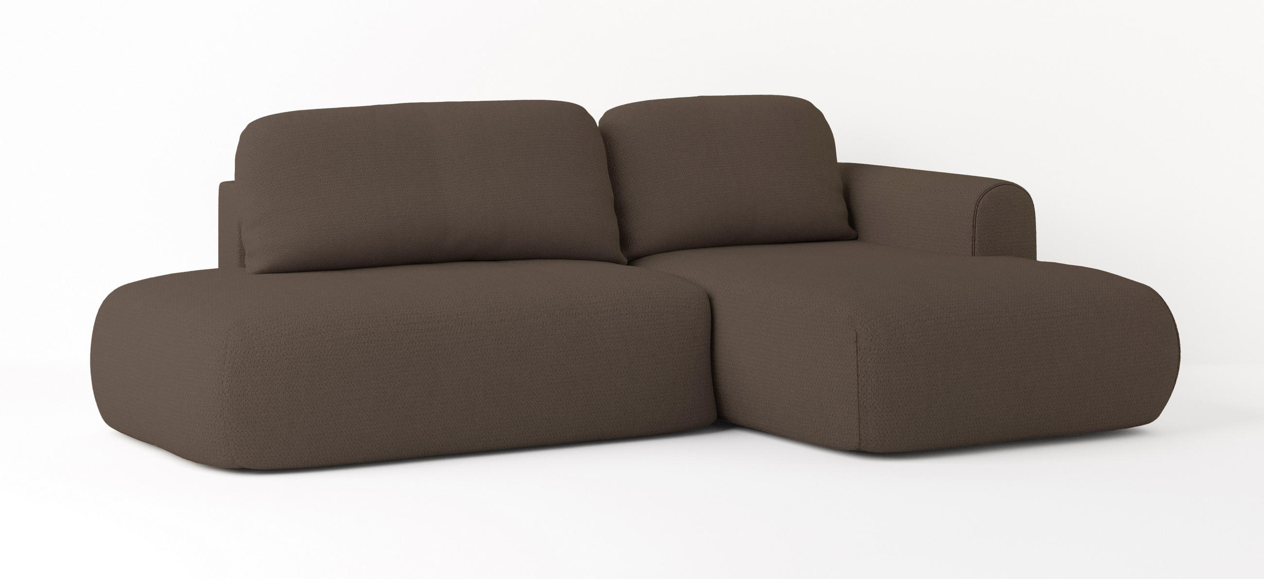 ECKSOFA NUVIRA R-S Braun Geflochtener Stoff mit Schlaffunktion - Braun, Holz (274/165cm) - MASSENO