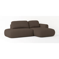 ECKSOFA NUVIRA R-S Braun Geflochtener Stoff mit Schlaffunktion - Braun, Holz (274/165cm) - MASSENO
