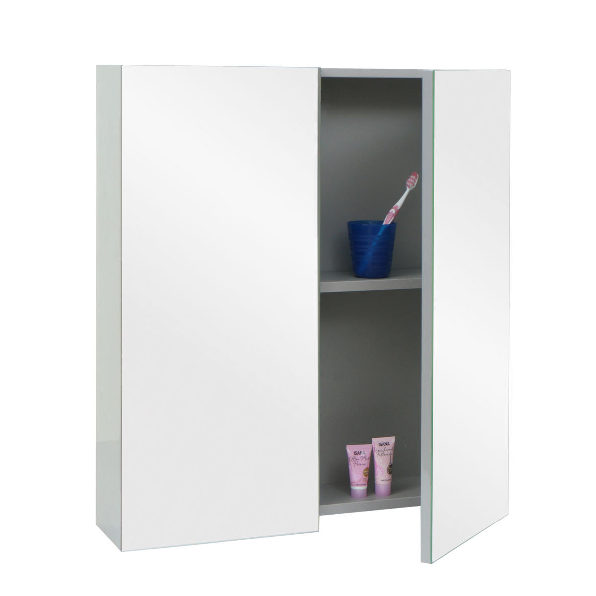 SPIEGELSCHRANK B19B Hochglanz Grau - Grau, Holz (60/70/16cm) - MCW