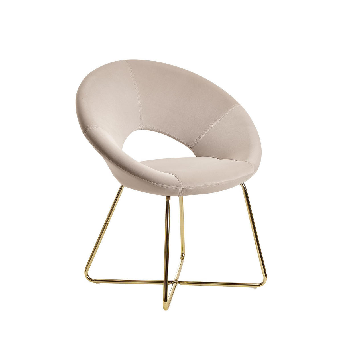 ESSZIMMERSTUHL Samtbezug mit Metallgestell Modern gepolstert, Beige - Beige/Goldfarben, Textil/Metall (60/83/57cm) - KADIMA DESIGN
