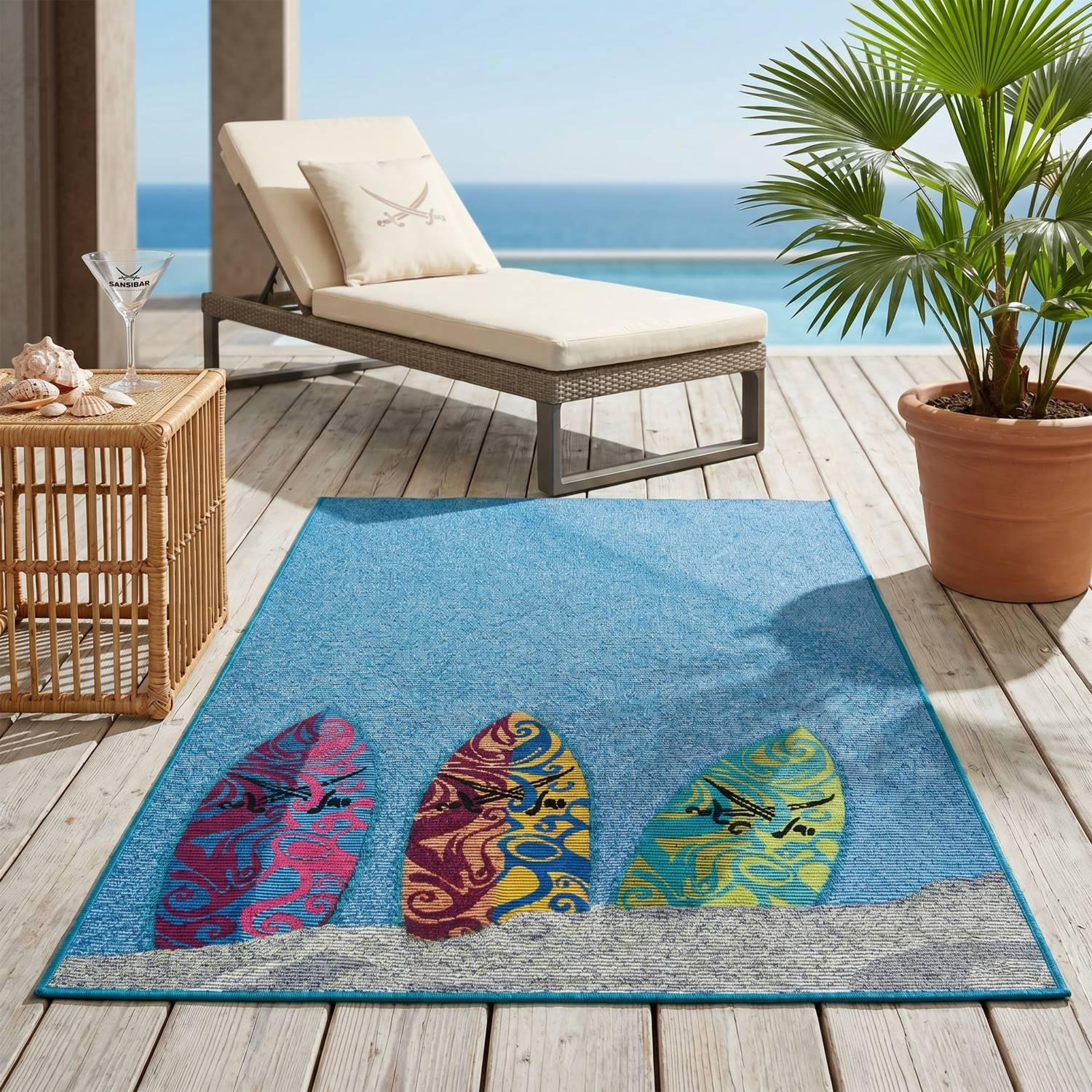 OUTDOORTEPPICH Rantum Beach 80x165 cm - Blau, Textil (80/165cm) - Sansibar SYLT