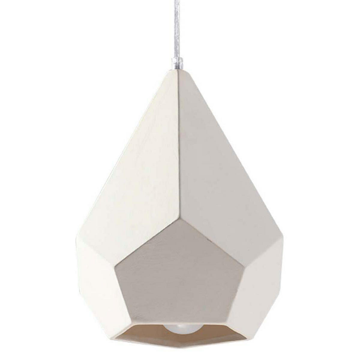 PENDELLEUCHTE Keramik Weiß Diamantform - Weiß, Keramik (30/16.5/130cm)