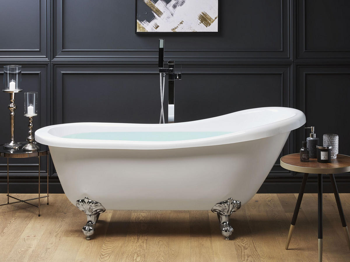 BADEWANNE FREISTEHEND 76x170x76 cm weiß Cayman - Weiß, Kunststoff (76/70/170cm) - Beliani