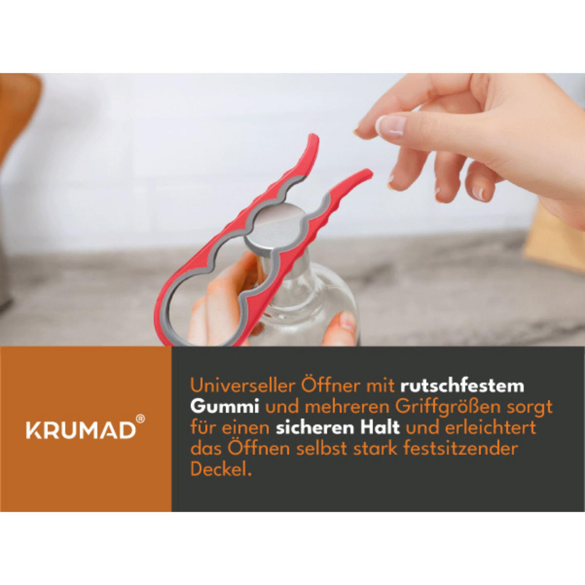 DECKELÖFFNER Schraubglasöffner & Flaschenöffner - Rot, Kunststoff (8/22/22cm) - KRUMAD