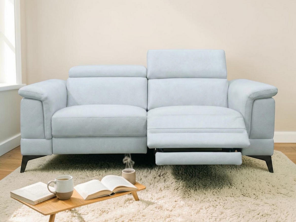 3-SITZER Sofa Planet Echtleder mit 1 x Relaxfunktion Weiß - Weiß, Leder/Metall (200/80/110cm)