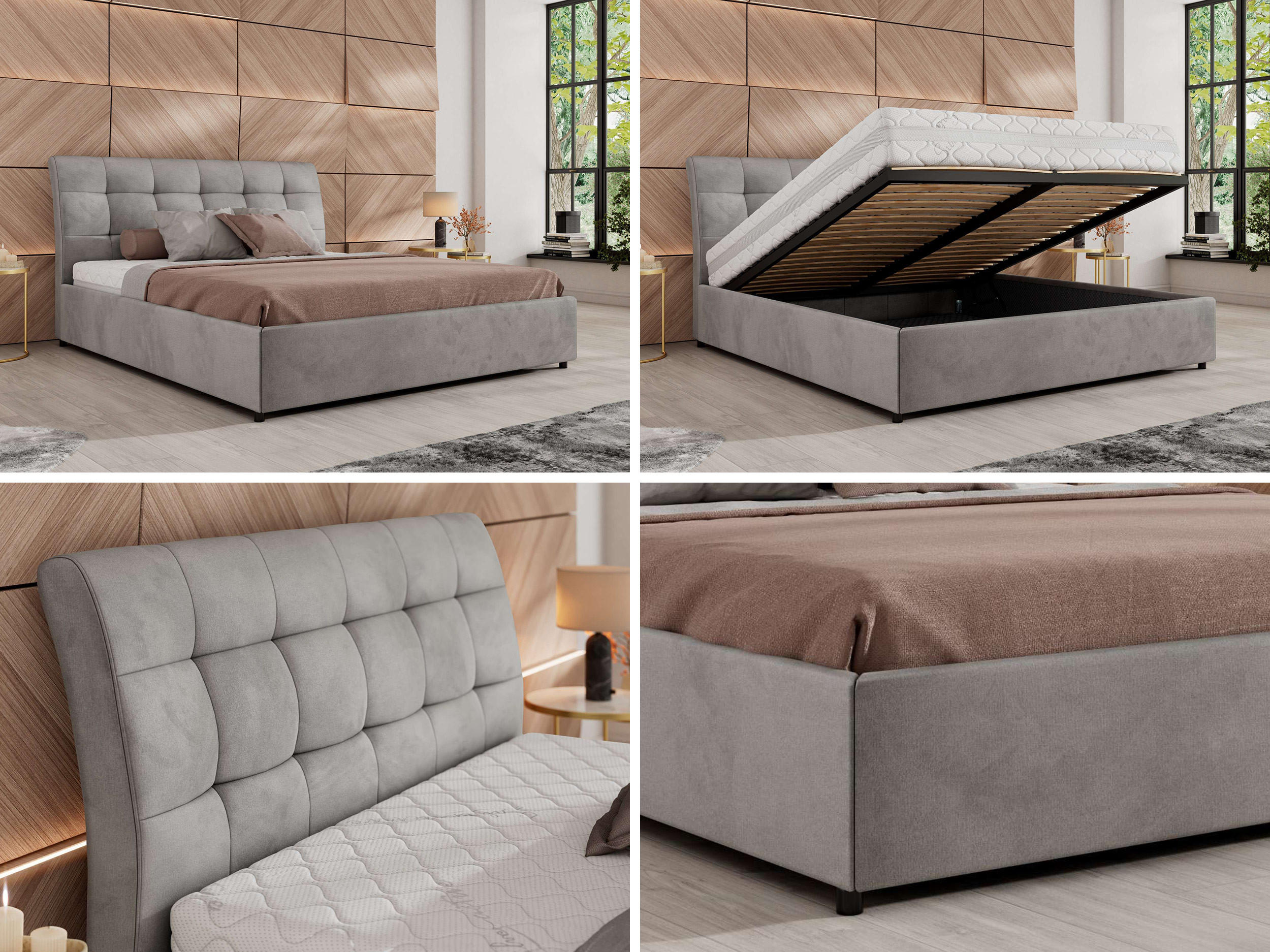 Thumbnail - MKS Polsterbett, Hellgrau, Textil, H2, Rechteckig, 180x200 cm, Oeko-Tex®, Schlafzimmer, Betten, Polsterbetten