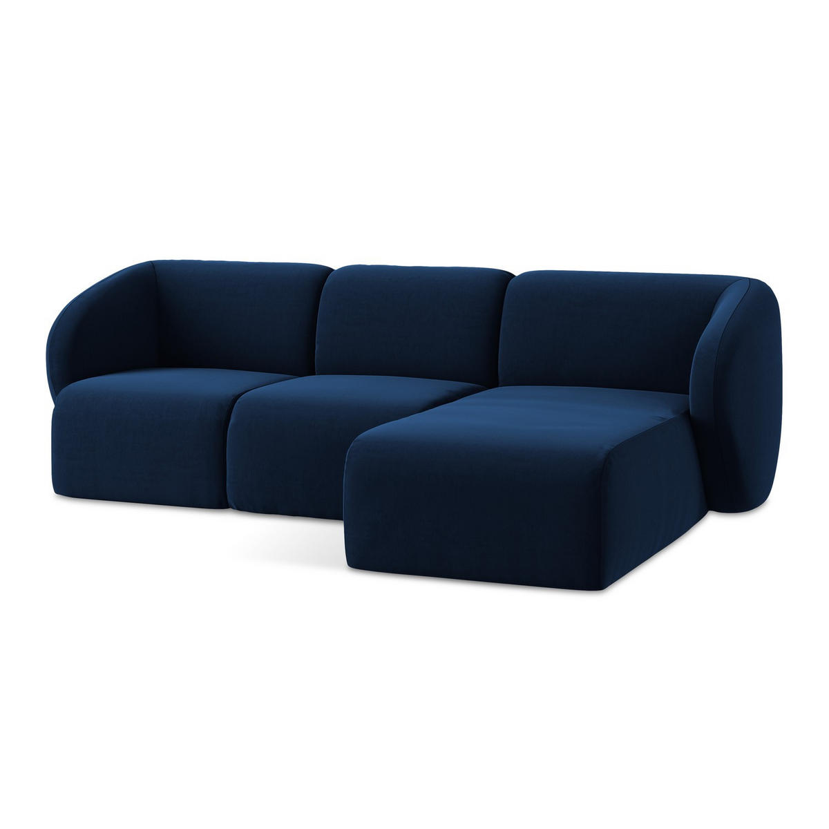 ECKSOFA Rechts Samt Stoff Blau - Türkis/Schwarz, Holzwerkstoff/Kunststoff (248/166cm) - LaMiaSofa