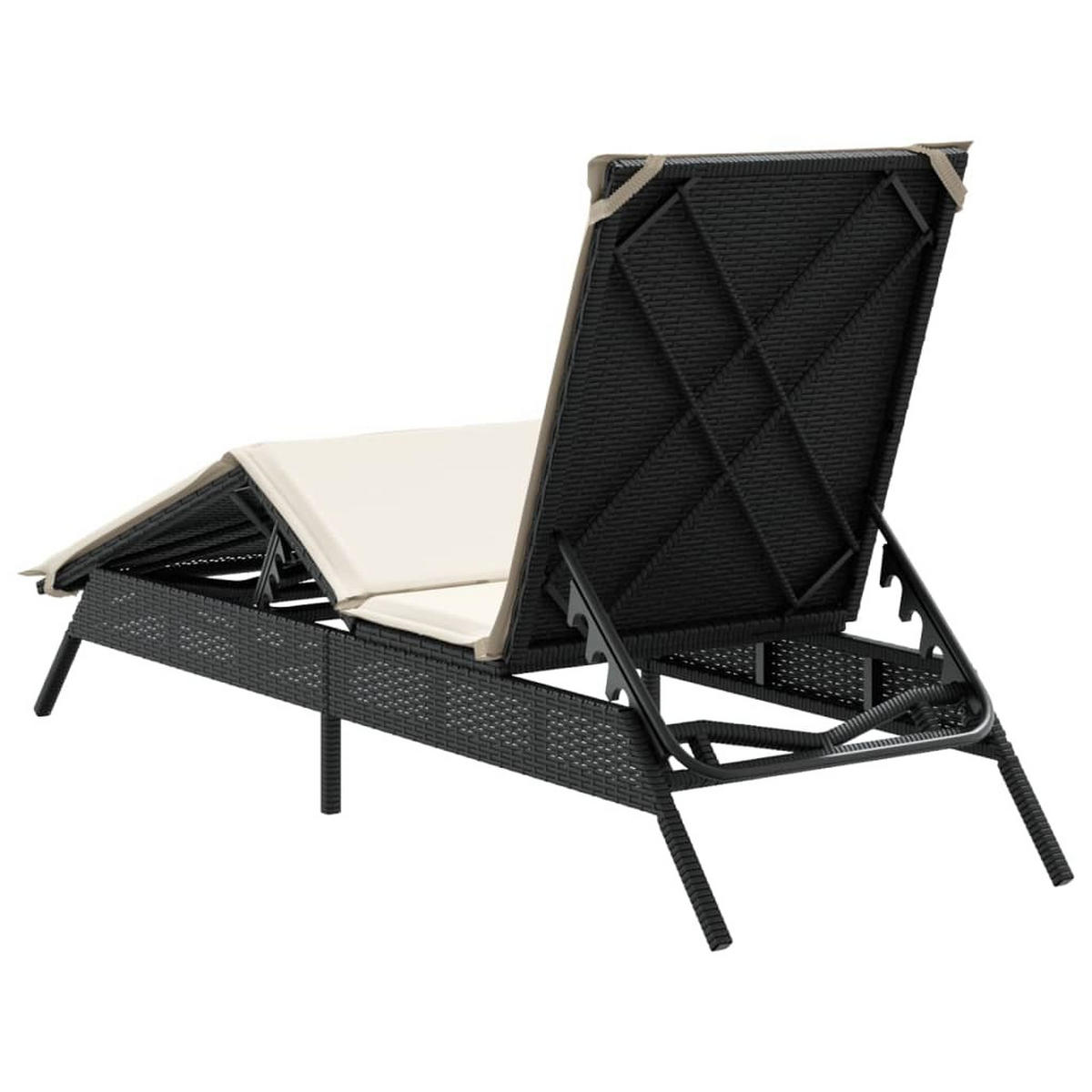 SONNENLIEGE Mit Auflage Schwarz Poly-Rattan - Schwarz, Kunststoff (59/85/200cm) - vidaXL