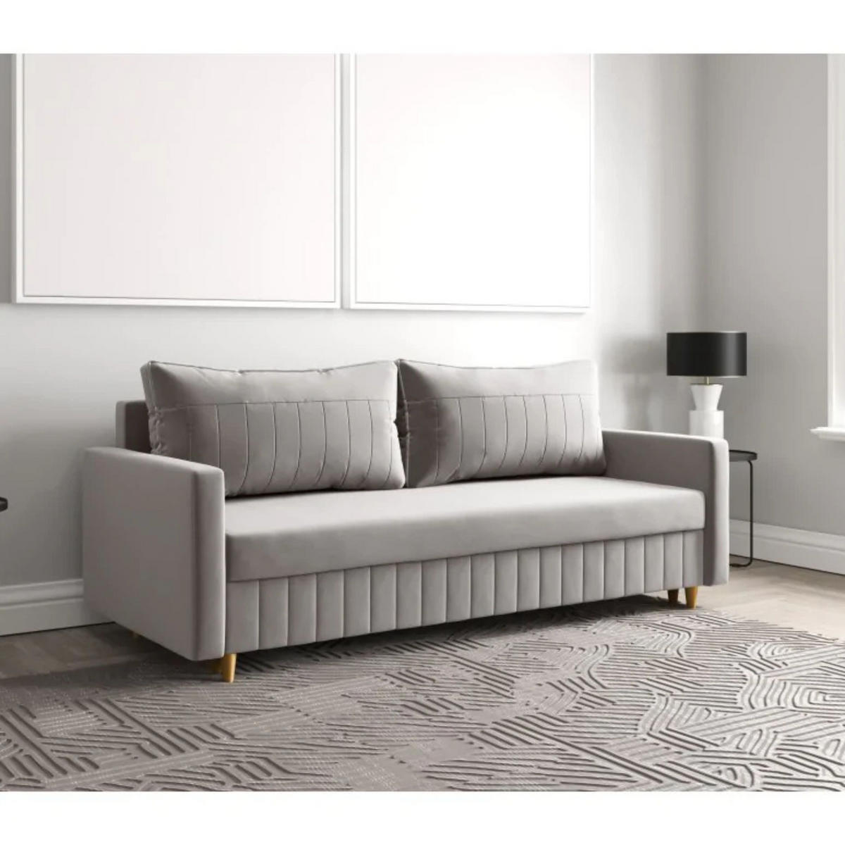 SCHLAFSOFA MARO, Sofa mit Schlaffunktion und Bettkasten, Farbe: Grau, Veloursstoff - Grau, Textil (217/92/85cm) - Sepro Meble