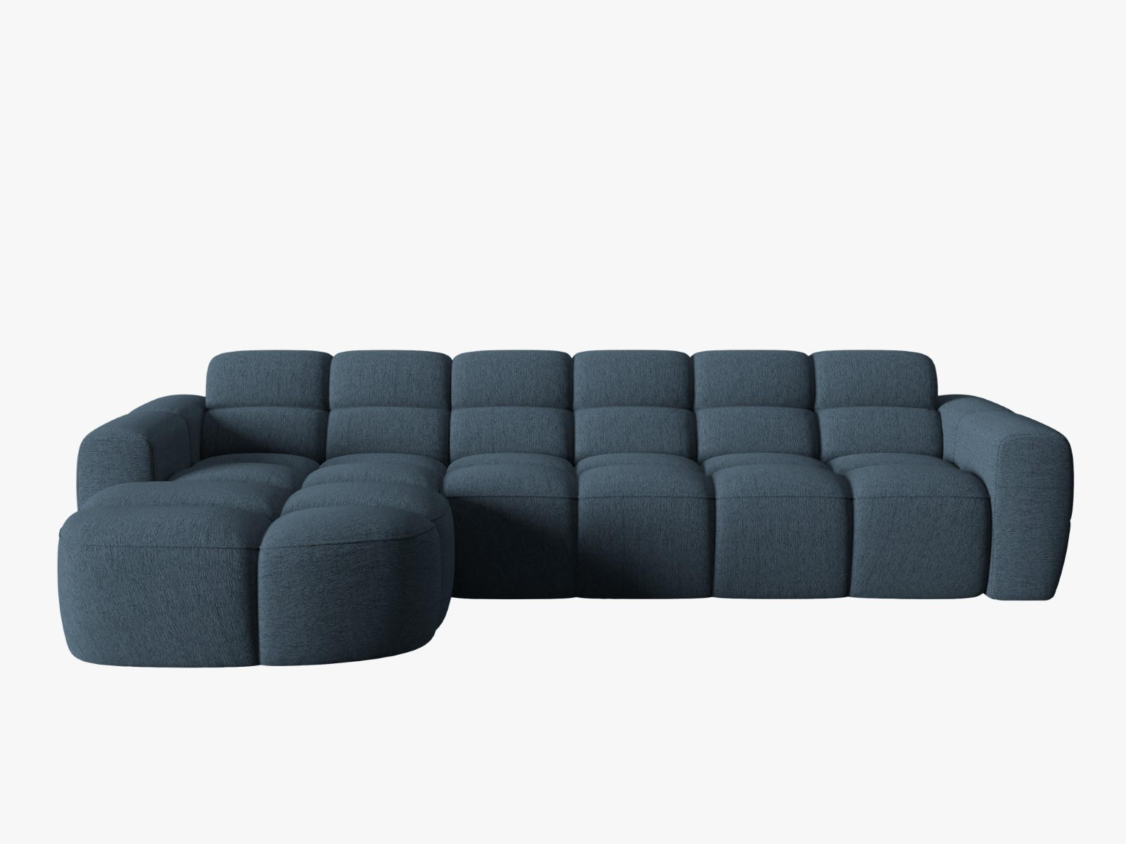 ECKSOFA links Lisa aus strukturiertem Stoff dunkelblau 4 Sitzplätze - Dunkelblau, Textil (170/310cm) - Micadoni