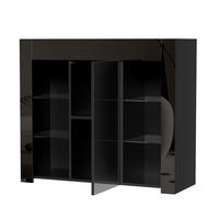 BUFFET DE-37651 95/35/83 cm mit Hochglanz-Front und Glasregalen Schwarz - Schwarz, Holzwerkstoff (95/83/35cm) - ComfortXL