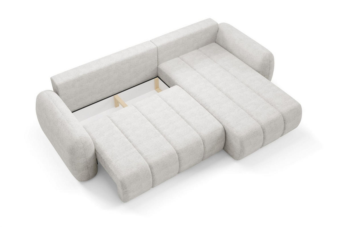 ECKSOFA Caria Mit Schlaffunktion - Weiß, Holzwerkstoff/Textil (304/190cm) - Fun Möbel
