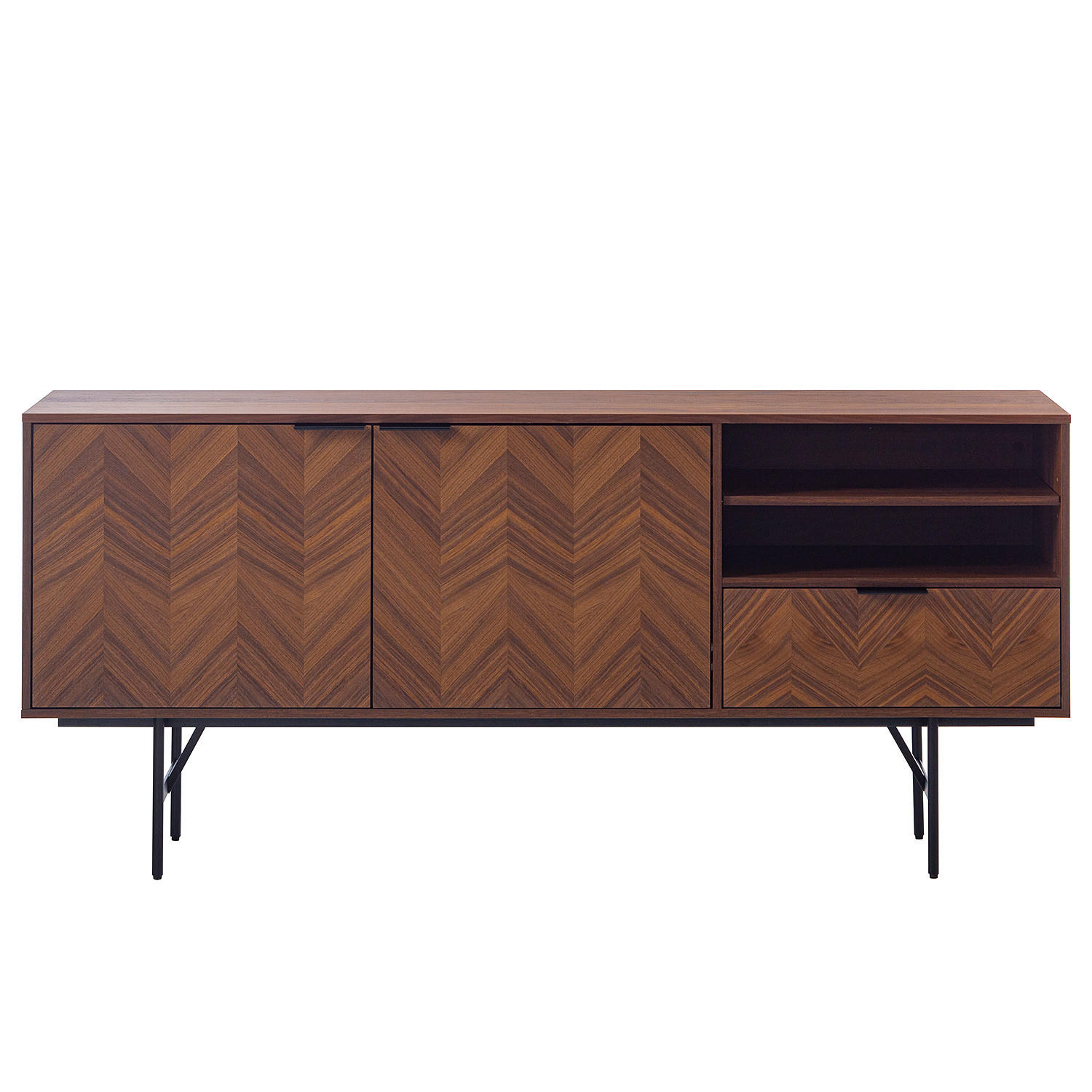 SIDEBOARD - Echtholzfurnier - Walnuss - Walnussfarben, Holzwerkstoff (180/80/40cm) - home24