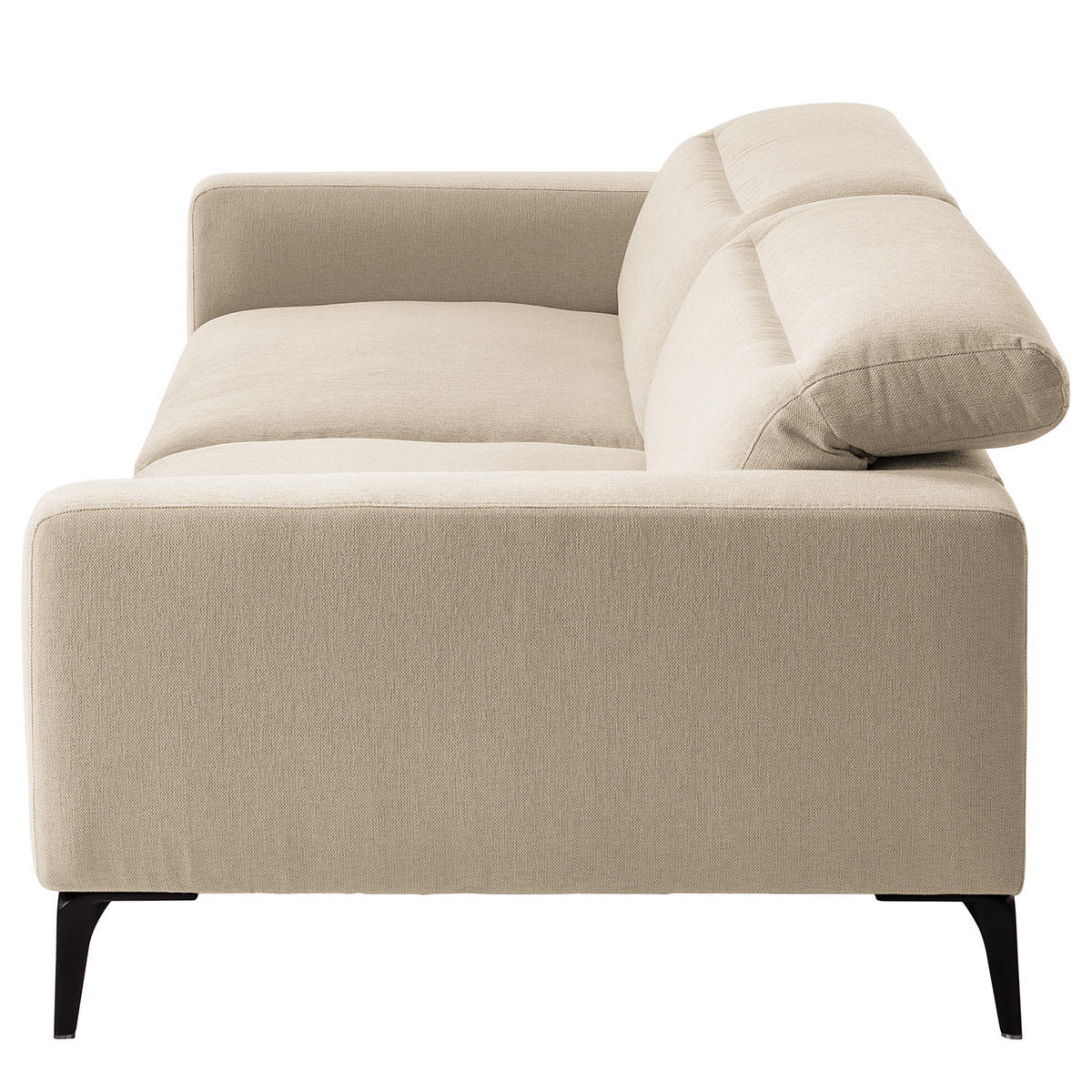 3-SITZER SOFA - Beige/Schwarz, Textil/Metall (233/73/107cm) - home24