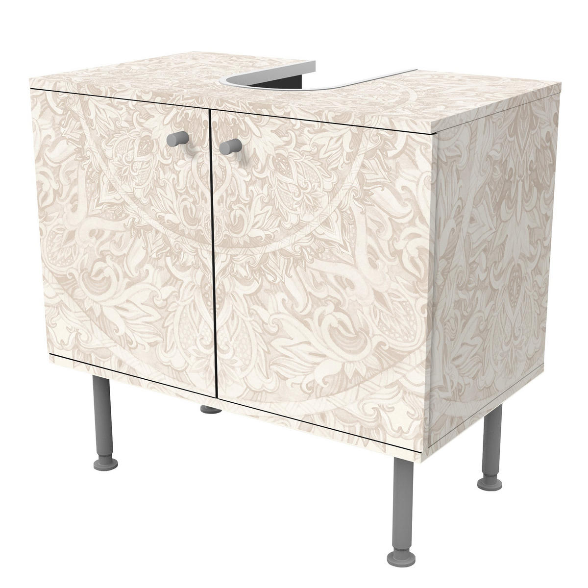 WASCHBECKENUNTERSCHRANK Mandala Aquarell Muster Ornament beige 60/55/35 cm - Beige, Holzwerkstoff (60/55/35cm) - Bilderwelten