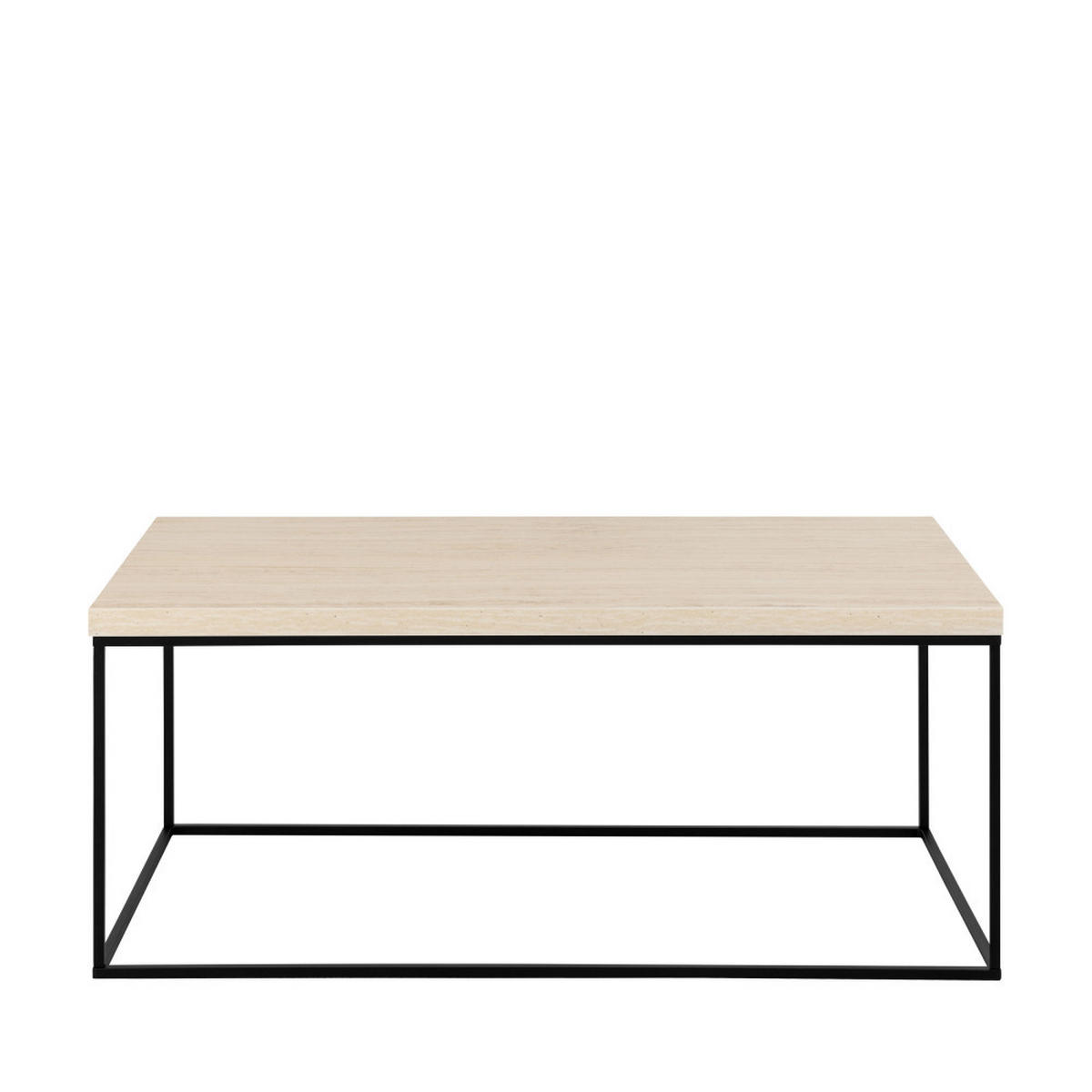 COUCHTISCH aus Travertin- und Metall-Optik, 110x50cm - Mixo - Beige - Beige, Stein (110/55/45cm) - Drawer