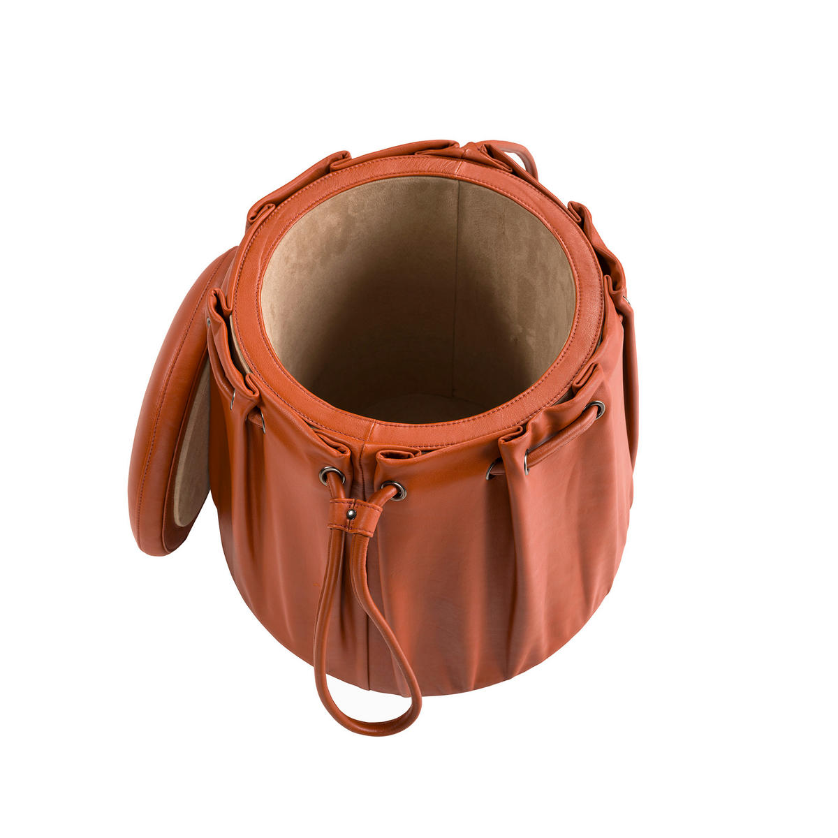 POUF rund Kessel orange 52/52/44 - Orange, Leder (52/44/52cm) - ANGEL CERDA