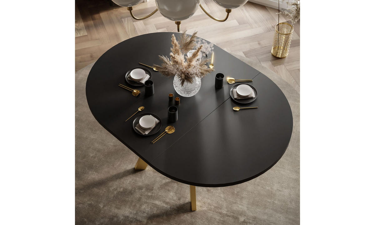 ESSTISCH VOLTA MATT 100/100/72,5 cm Tischplatte: Schwarz matt; Gestell: Golden - Goldfarben/Schwarz, Holzwerkstoff/Metall (100/100/72.5cm) - Lookway