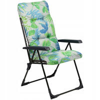 GARTENLIEGESTUHL 119 x 55 cm „Leaves“ - Blau/Weiß, Metall (58/119cm) - KADAX