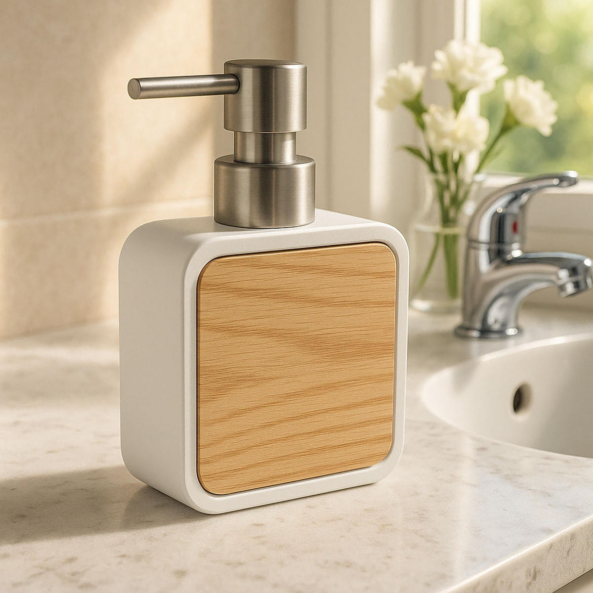SEIFENSPENDER Tribecart 200 ml 9,8/5/14,7 cm - Weiß, Kunststoff (5/14.7/9.8cm) - 5five Simply Smart
