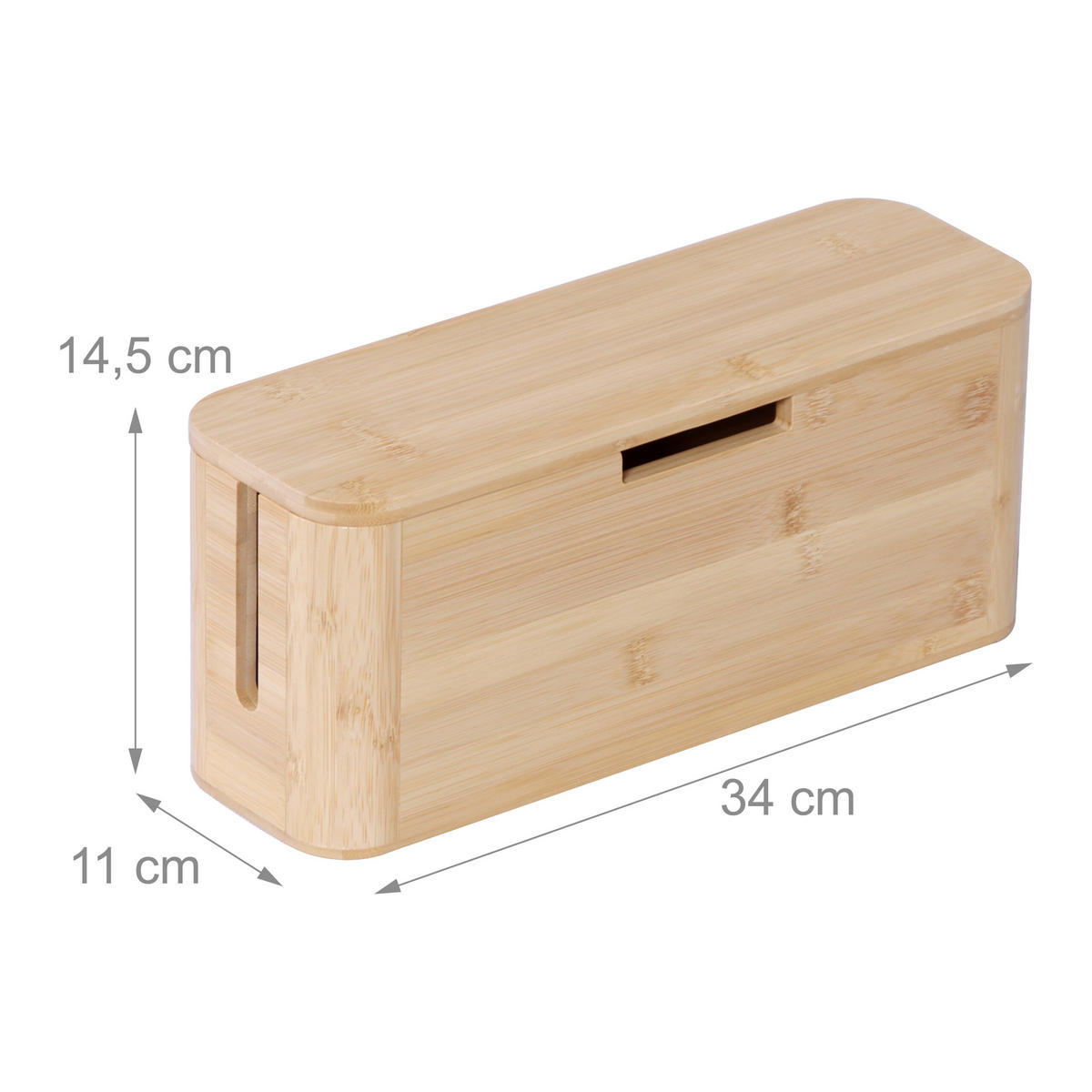 KABELBOX - Hellbraun, Holz/Metall (11/34/14.5cm) - Relaxdays