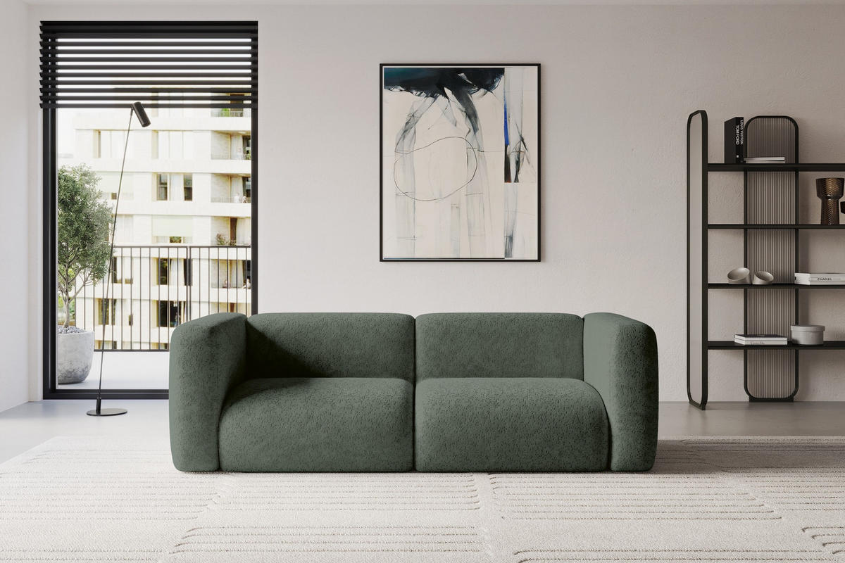 MODULARES Sofa 2-SITZER MIRA-S1 228x89x70 Grün cm Velours - Schwarz/Grün, Holzwerkstoff/Kunststoff (228/70/89cm) - ALTDECOR