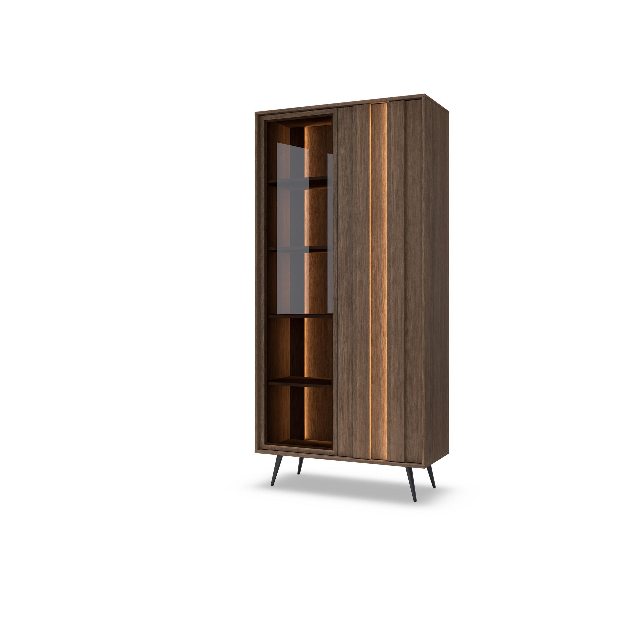 VITRINE: Dunin-Eiche, 93,5 x 196,4 x 40 cm - Eichefarben, Holzwerkstoff (93.5/196.4/40cm) - 3XE LIVING