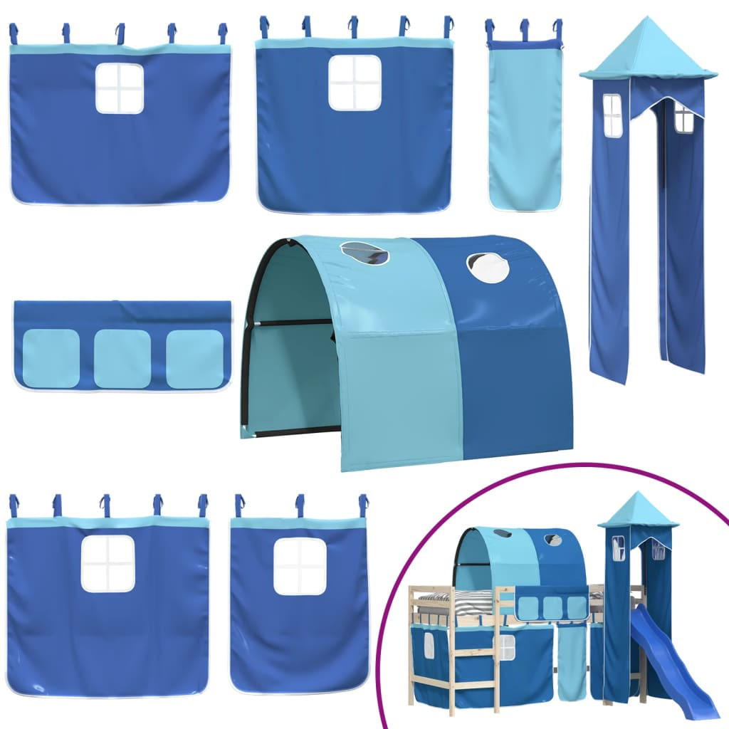 VORHÄNGE Für Hochbett Mit Tunnel Und Turm Blau - Blau, Textil - vidaXL