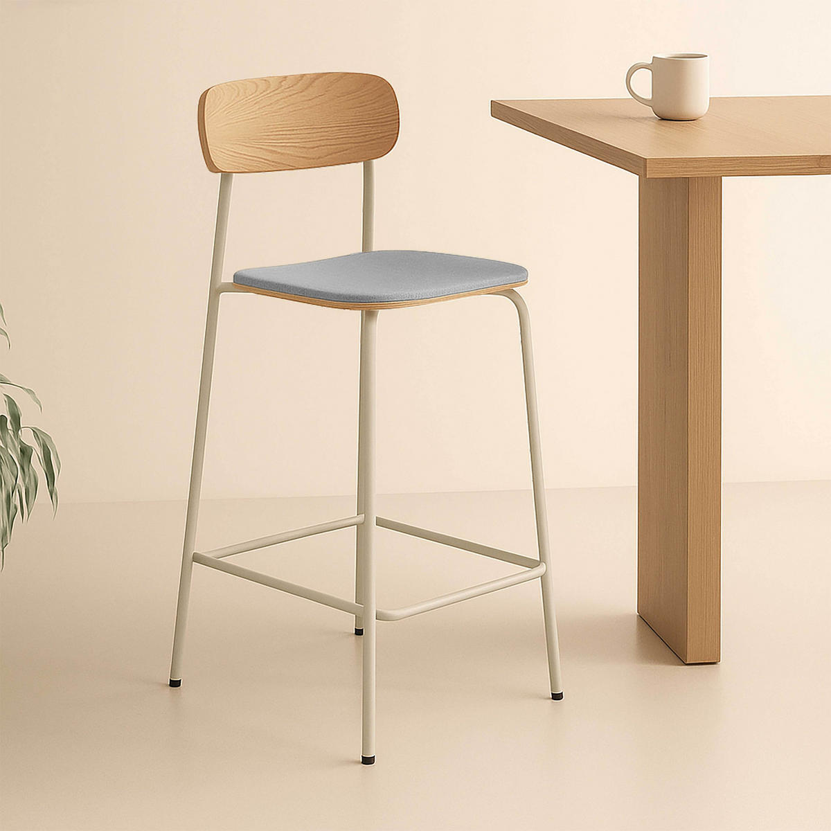 BARSTUHL 2-tlg., Hellblau - Blau, Holz (42/96/50cm) - Oviala