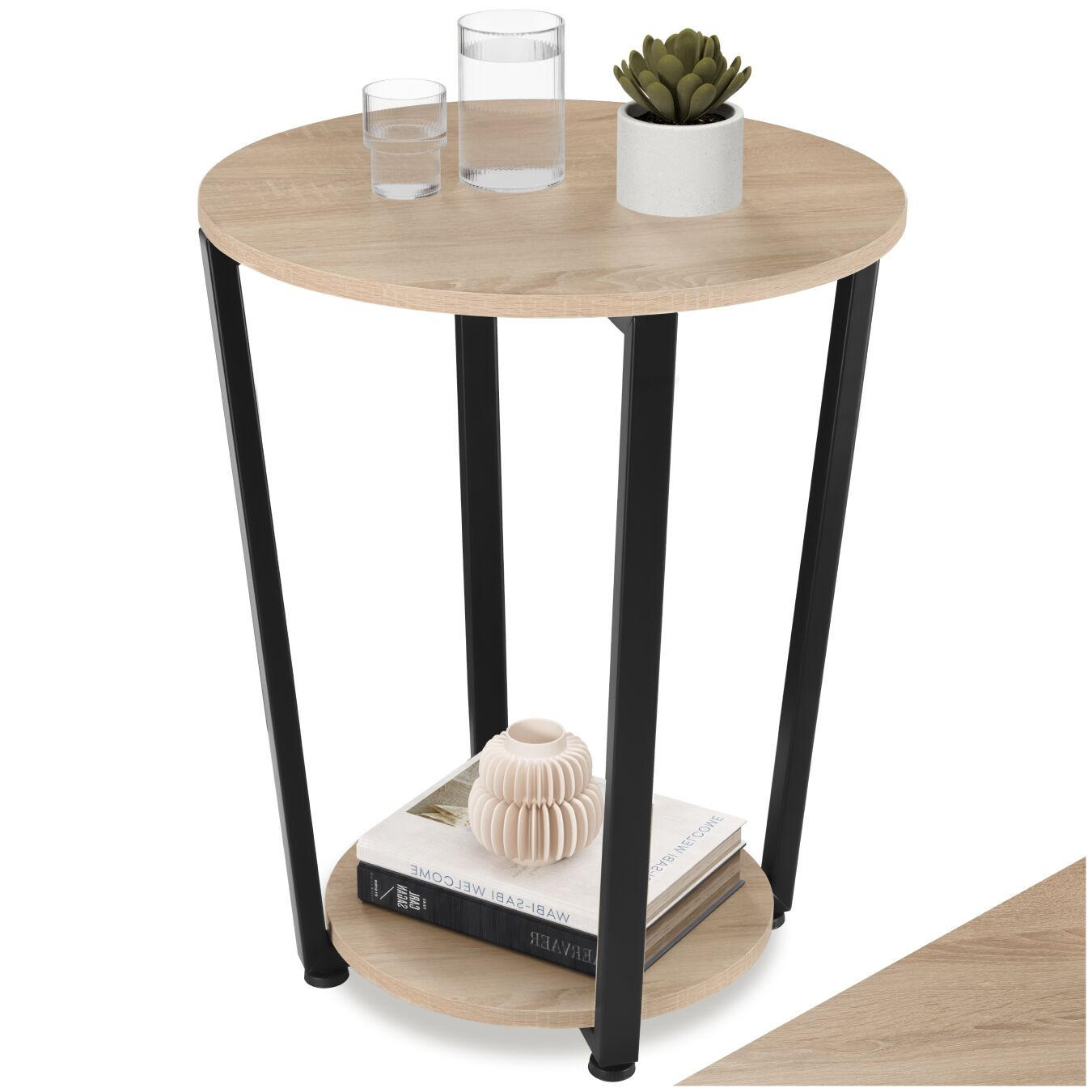 BEISTELLTISCH Swindon,50 x 62,5 cm,Industrial Holz hell, Eiche Sonoma - Naturfarben, Holz (50/50/62.5cm) - tectake