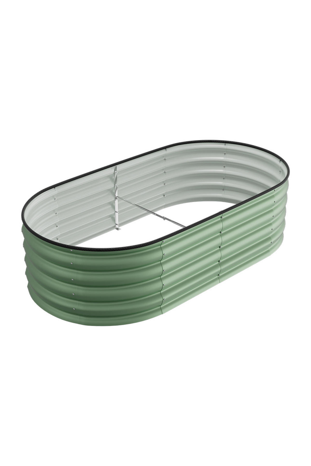 HOCHBEET Pflanzkasten mit Pflanzenstütze aus verzinktem Stahl in verzinkten Hellgrün Ovalen Blumenkasten für Garten Balkon 160 × 80 × 42 cm 8,3 kg - Grün, Metall (80/42/160cm) - Livingandhome
