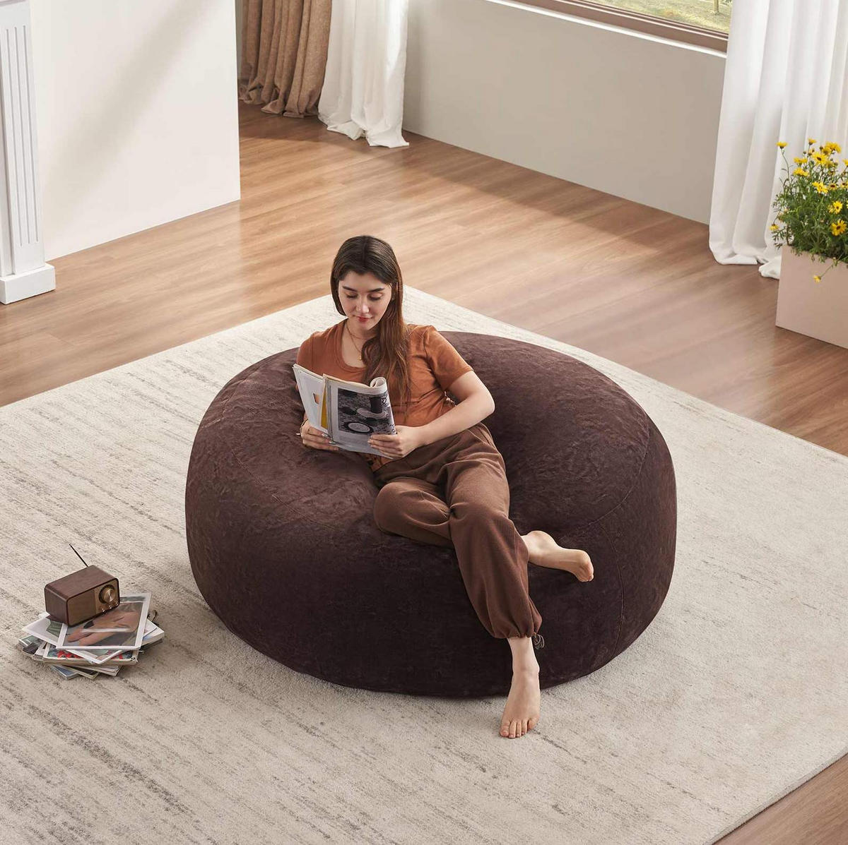SITZSACKSOFA flexibel ca. 152 cm Braun - Dunkelbraun, Kunststoff (120/60/130cm) - Beauniv