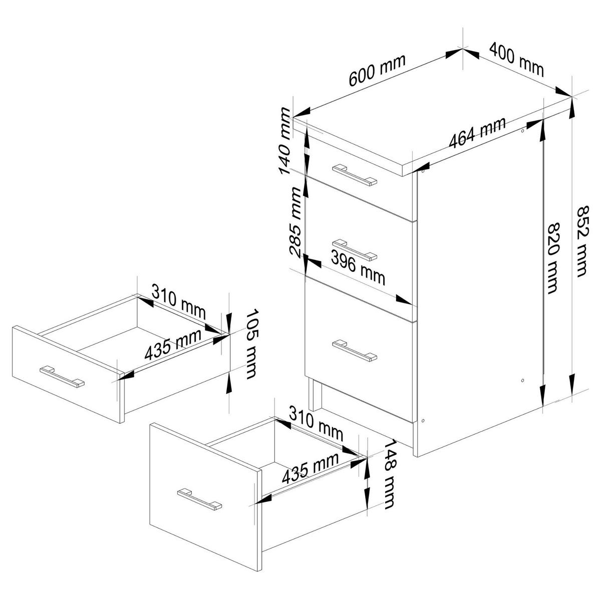 UNTERSCHRANK Weiß 85/40/46 - Weiß, Holzwerkstoff (40/85/46cm) - RAUMHIRSCH FURNITURE