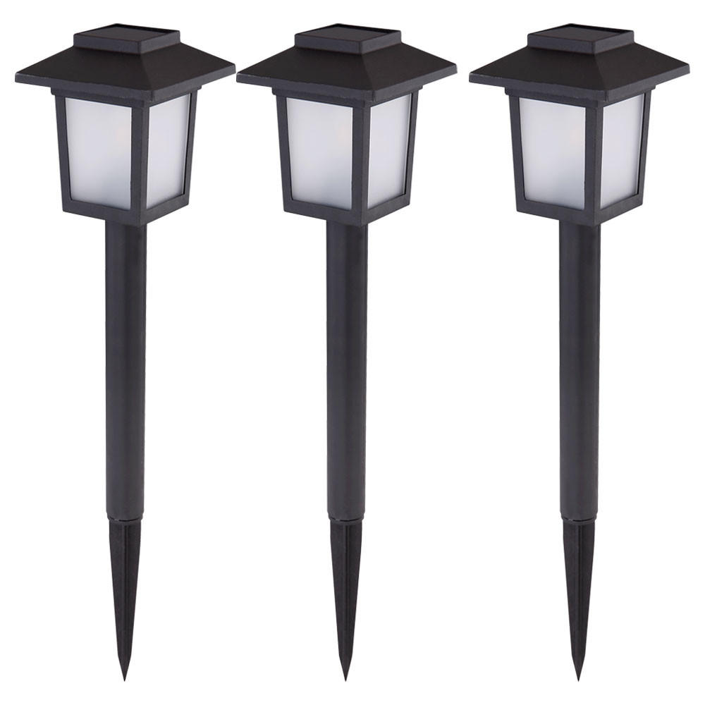 LED AUSSENLEUCHTE Schwarz Metall 3er Set - Schwarz, Kunststoff (8/8/37cm) - Globo Lighting