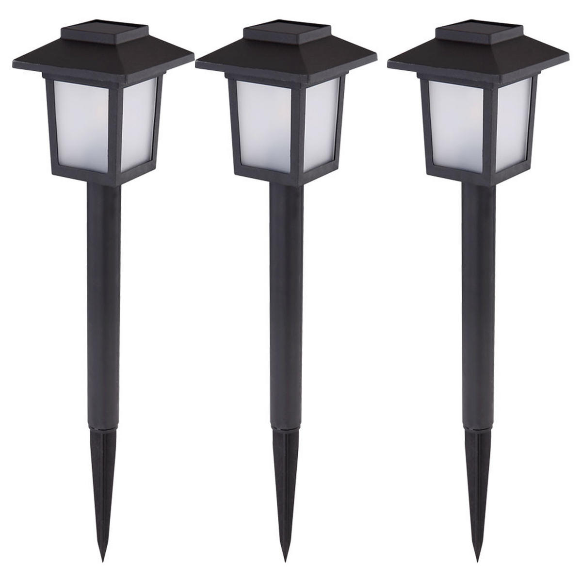 LED AUSSENLEUCHTE Schwarz Metall 3er Set - Schwarz, Kunststoff (8/8/37cm) - Globo Lighting
