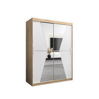 SCHWEBETÜRENSCHRANK 200/150/62 2-türig - Silberfarben/Weiß, Holz/Kunststoff (150/200/62cm) - Abiks Möbel