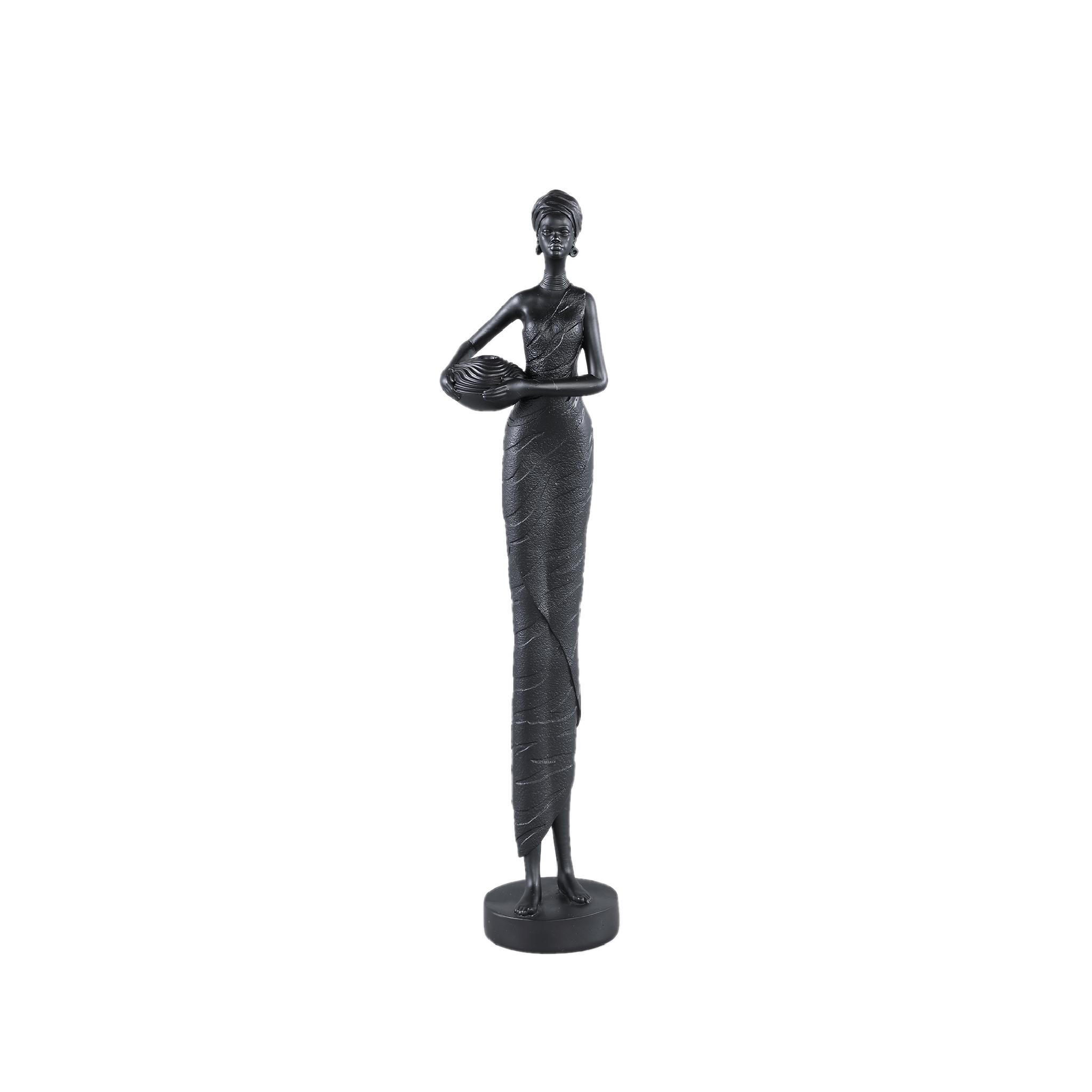 SKULPTUR Rafah Schwarz 11.5/8.5/50cm - Schwarz, Kunststoff (8.5/50/11.5cm) - PTMD Collection
