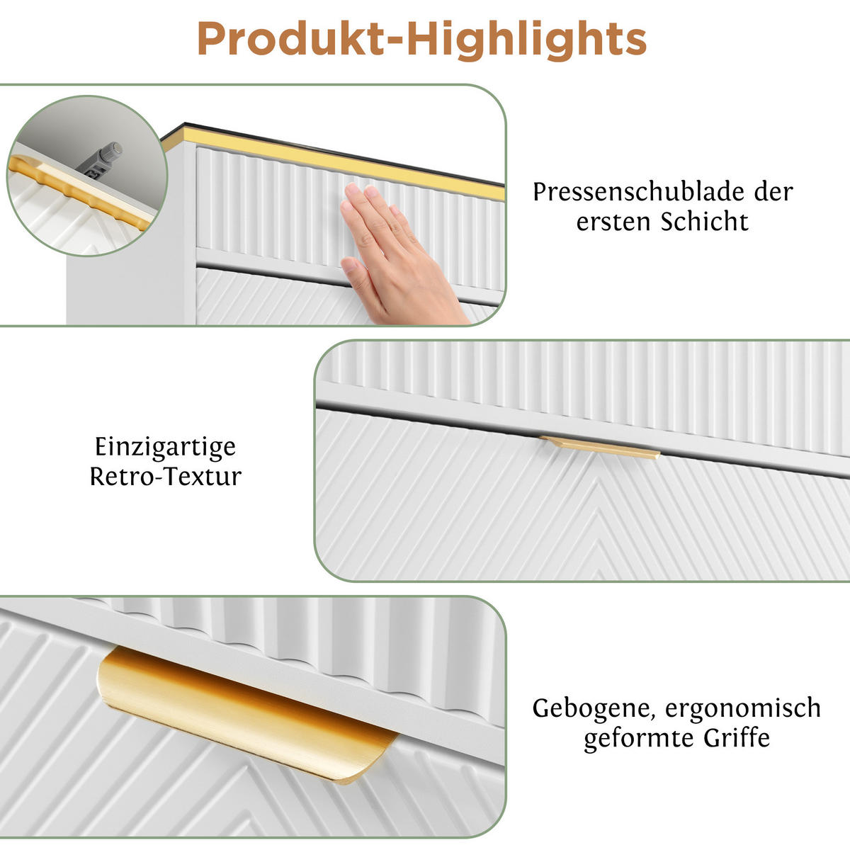 KOMMODE 120/76/40 cm Weiß aus Glas und Spanplatte mit 6 Schubladen - Weiß, Glas (40/76/120cm) - OKMYHOME