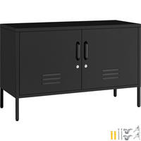 SIDEBOARD Baker, Kippschutz, höhenverstellbare Füße, schwarz - Schwarz, Metall (100/65/42.5cm) - tectake