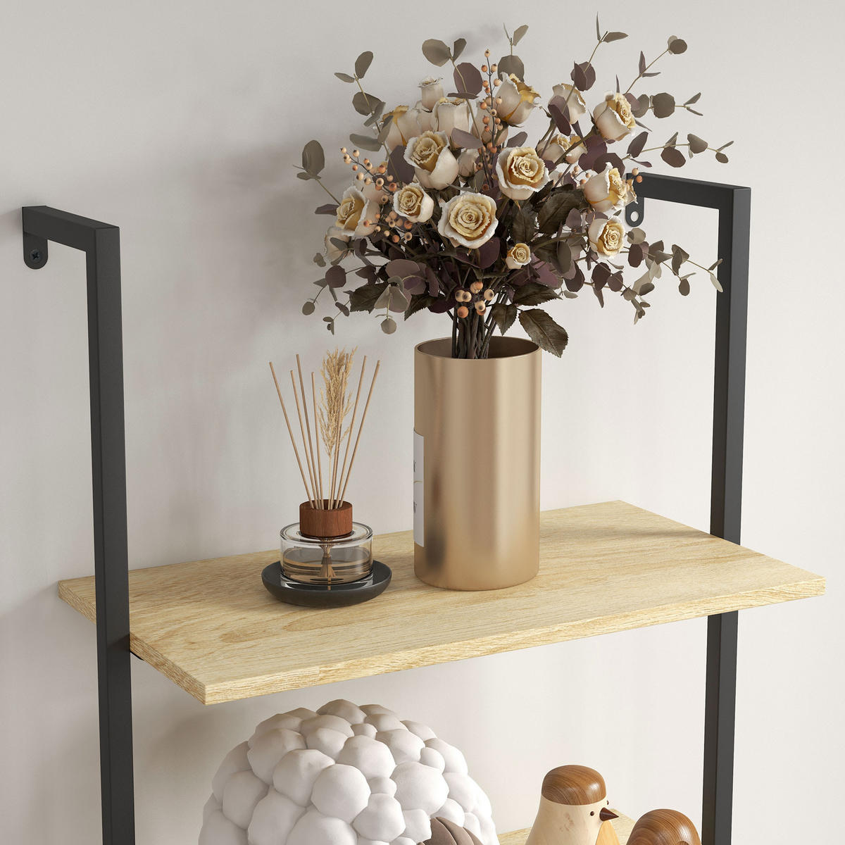 REGAL DE-15493 6-stufig, 60/30/206 cm Schwarz/Naturholz - Naturfarben, Holzwerkstoff (60/206/30cm) - ComfortXL
