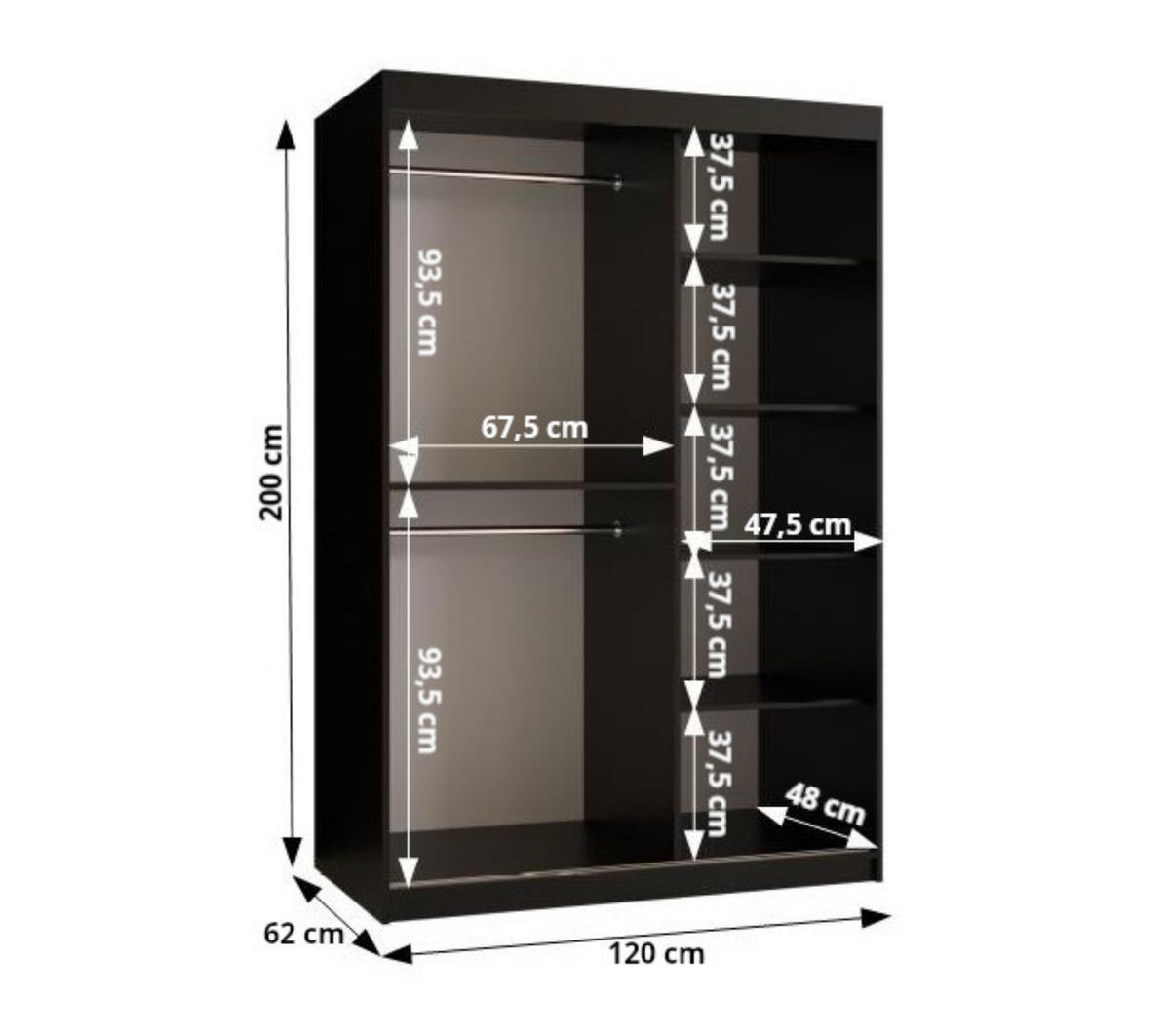 SCHWEBETÜRENSCHRANK 200/120/62 2-türig - Goldfarben/Weiß, Holz/Kunststoff (120/200/62cm) - Abiks Möbel