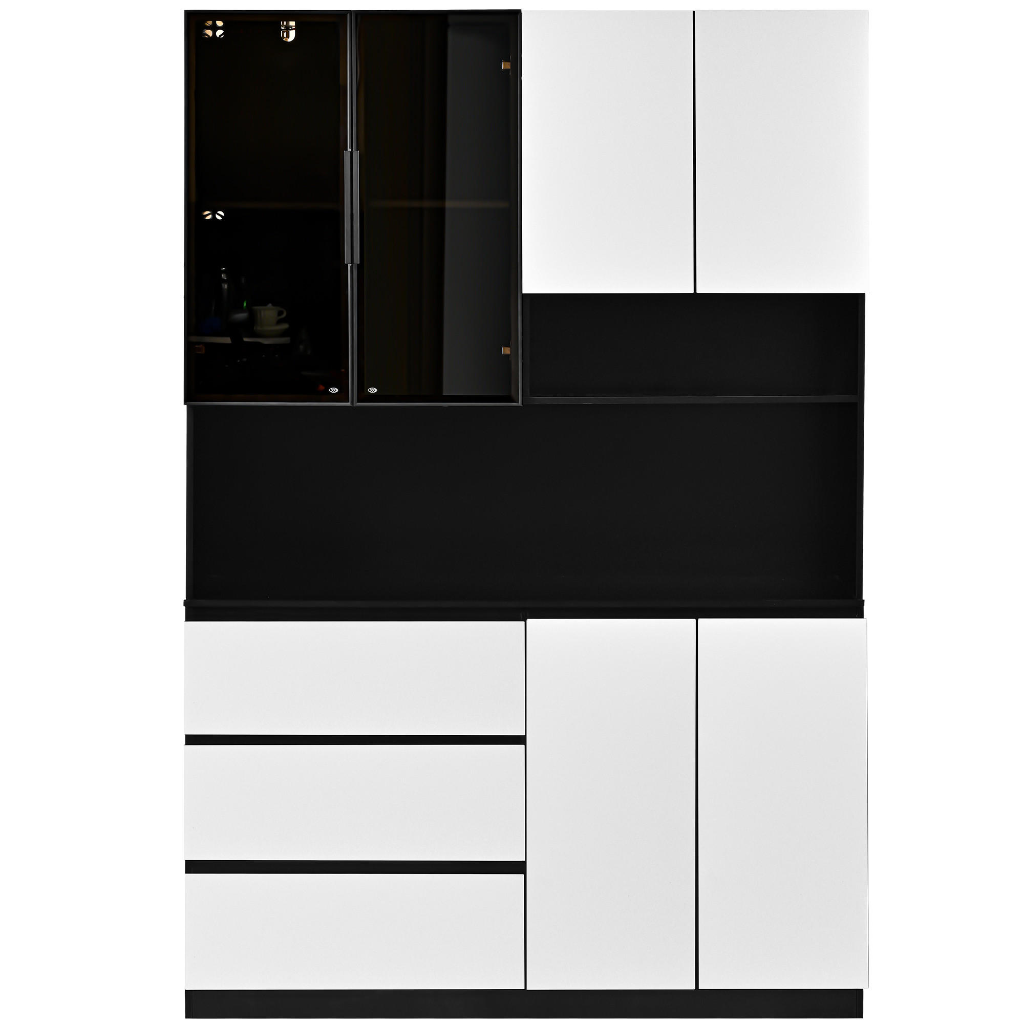 BUFFETSCHRANK Weiß-Schwarz 120.5/40/180 cm - Weiß, Holz (120.5/180/40cm) - PANGIVO