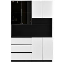 BUFFETSCHRANK Weiß-Schwarz 120.5/40/180 cm - Weiß, Holz (120.5/180/40cm) - PANGIVO