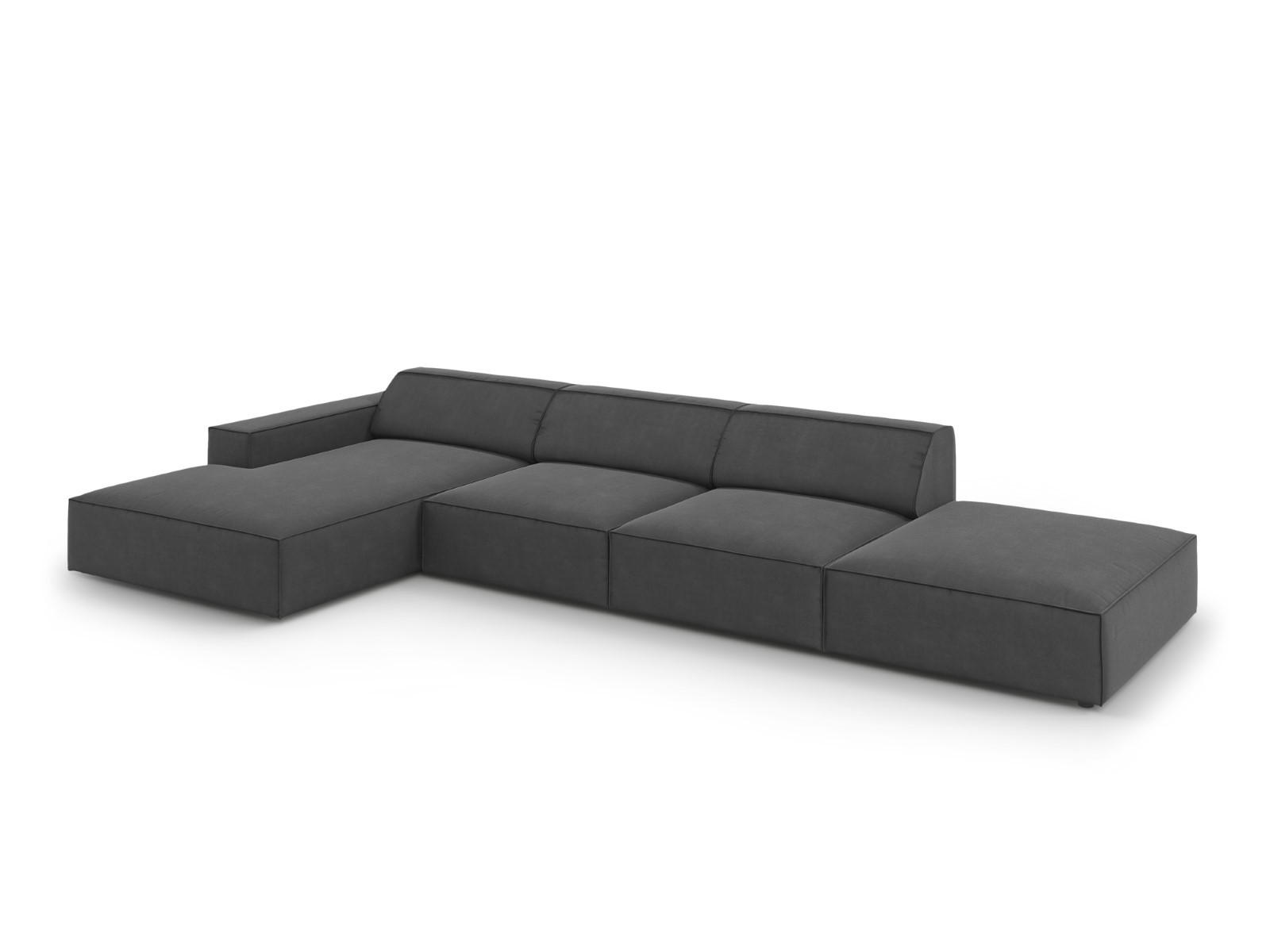 ECKSOFA links Jodie aus Samt grau 5 Sitzplätze - Grau, Textil (166/341cm) - Micadoni