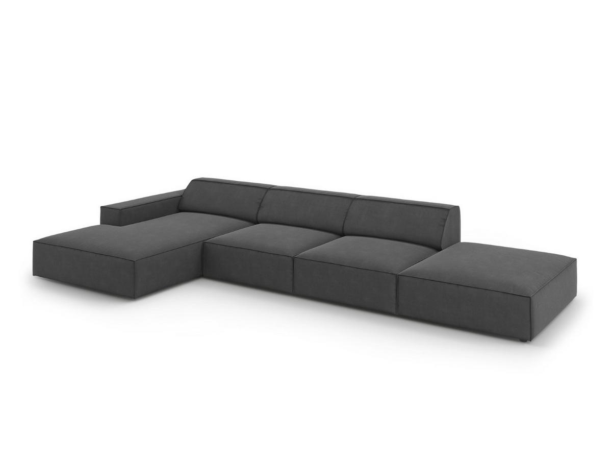 ECKSOFA links Jodie aus Samt grau 5 Sitzplätze - Grau, Textil (166/341cm) - Micadoni