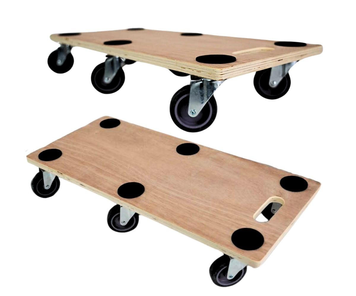 TRANSPORTROLLER 2er-Set mit 6 Rollen 11x30x68cm Traglast 300kg Sperrholzplatte Braun - Braun, Holzwerkstoff (68/30/11.5cm) - PROREGAL
